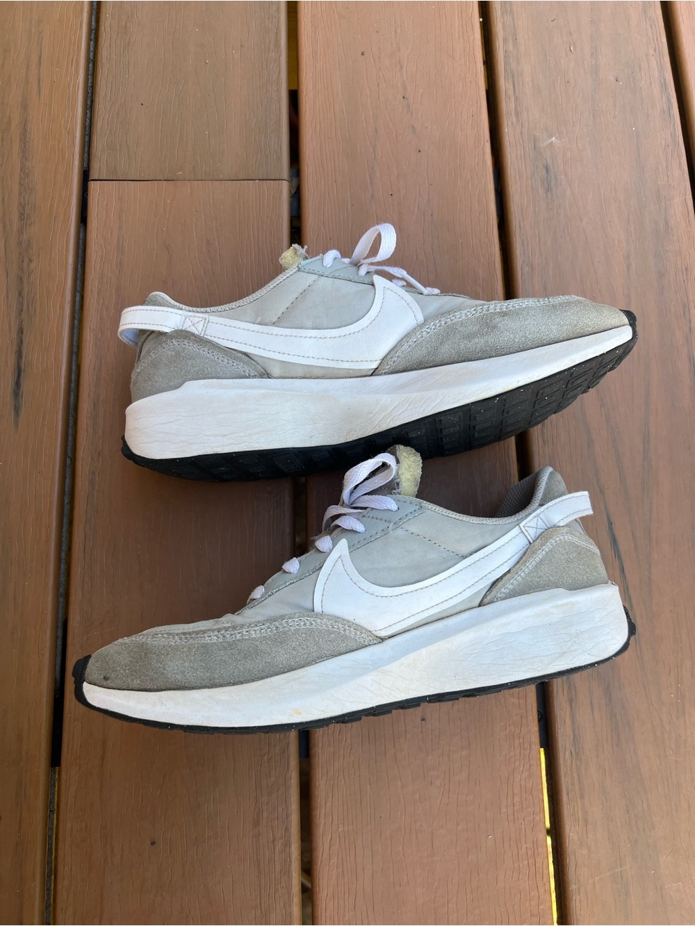 Nike Waffle Debut Men’s Low Top Suede Lace Sneakers Grey/White DH9522-003 size 8